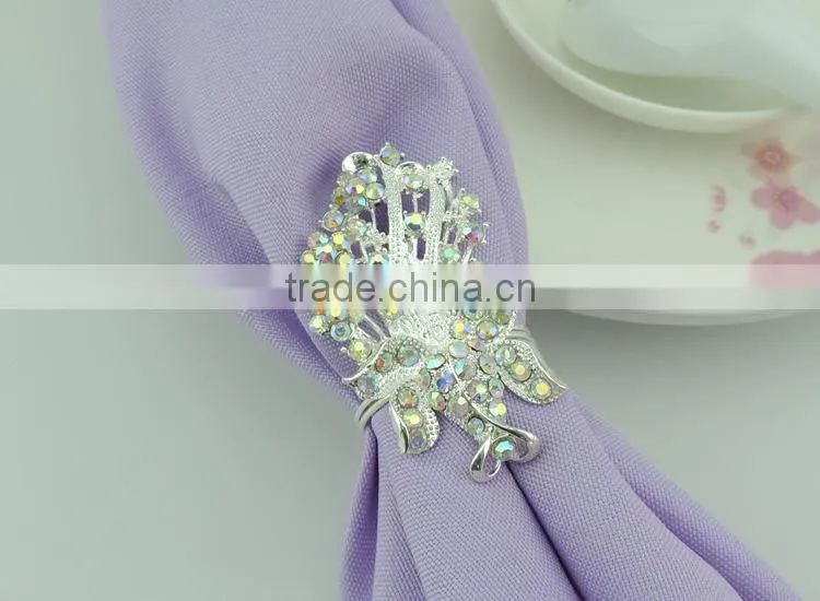 Wholesale Metal alloy rhinestone wedding napkin rings