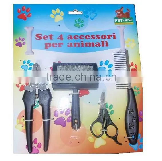 pet cleaning kit brush comb nail clipper scissors set