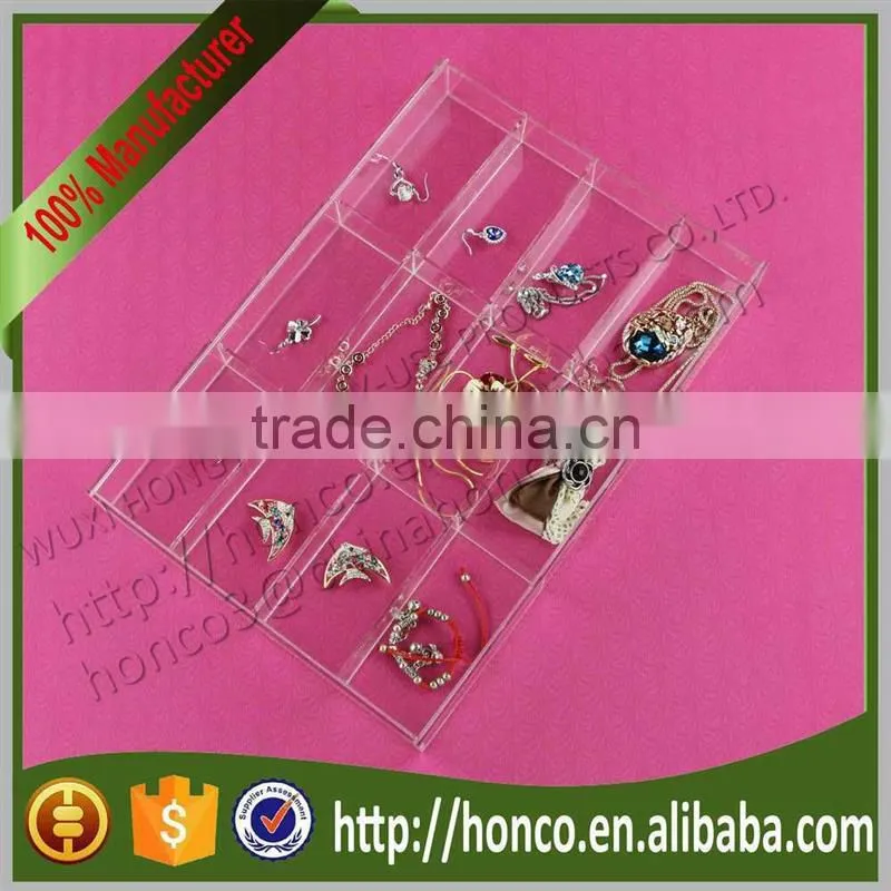 Hot Selling Products 12 Bins Acrylic Jewelry Box Jewel Case,Clear Colour
