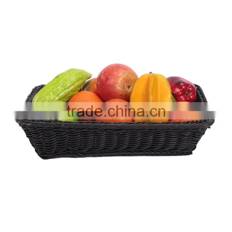 Cheap wholesale large size bread dispaly basket PE wicker hand weave bakery baskets