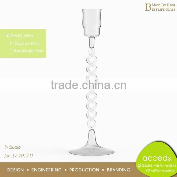 2014 New Designed Hand Blown Candle Glass Holder
