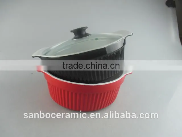 Small Red Ceramic Cookware Pot, Ceramic Stew Pot, Red Ceramic