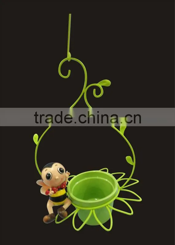 2014 new products lovely caterpillar iron decoration animal figurine hanging flower pot