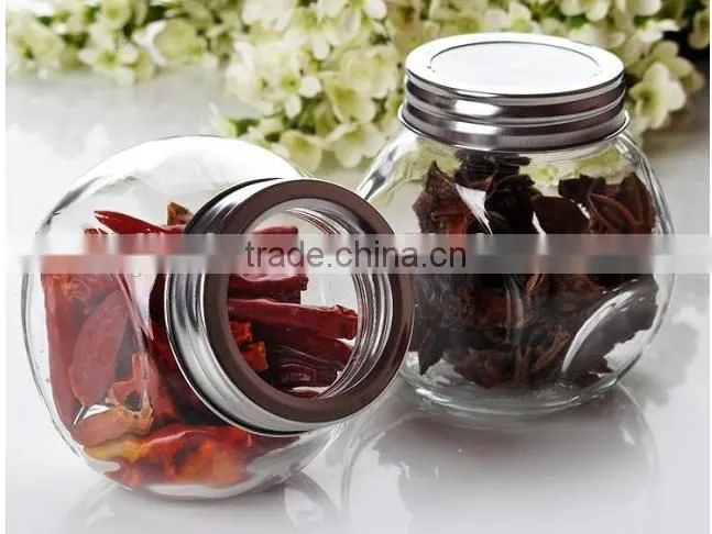 kitchen clear oval round glass jar for spices
