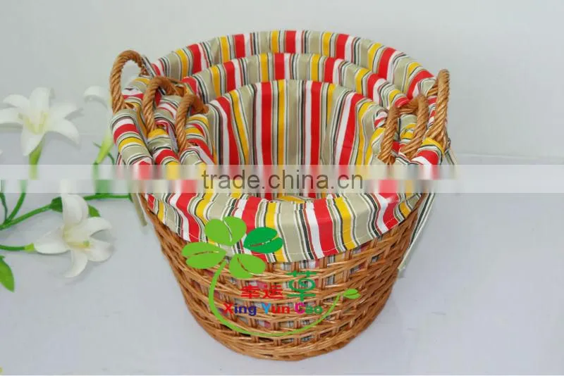 set of 3 small wicker laundry basket for home or hotel factory supply