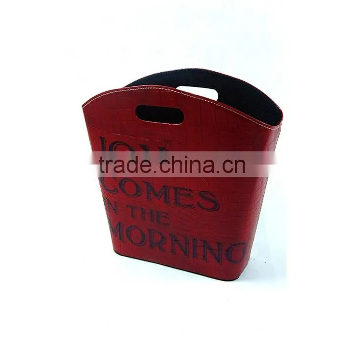 Red Eco-friendly Faux Leather Magazine Holder Bin Gift Basket
