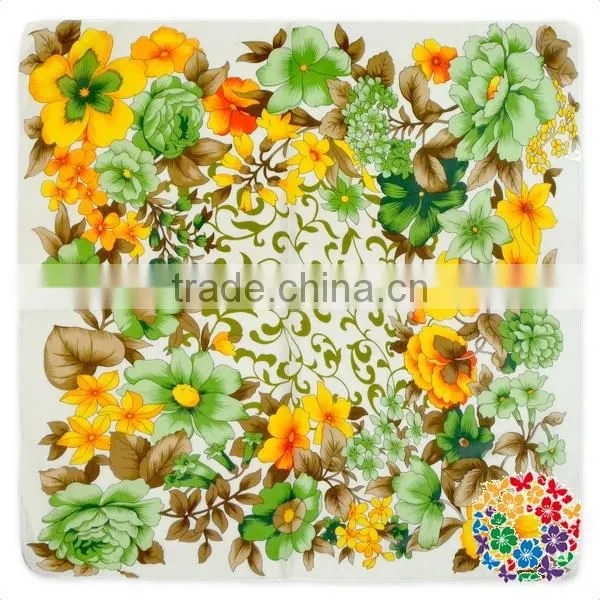 Children Girls Fashion Short Tulle Scarf Tulle Flower Print Hemming Scarf
