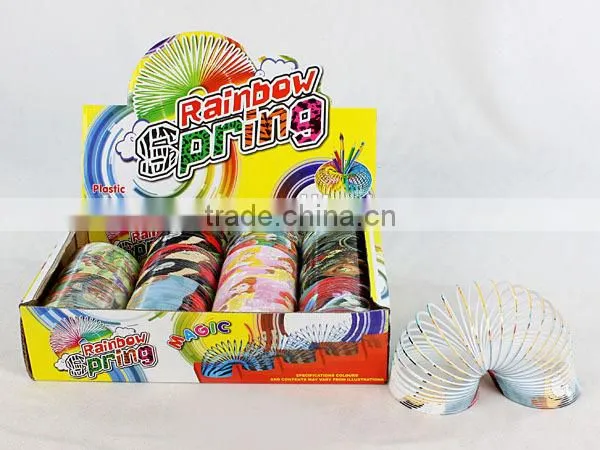 hot sale plastic rainbow spring with printed cartoon picture/promotional gift magic rainbow circle