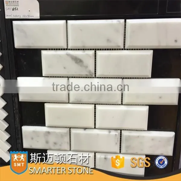 Beveled bianco carrara white marble subway tile for bathroom