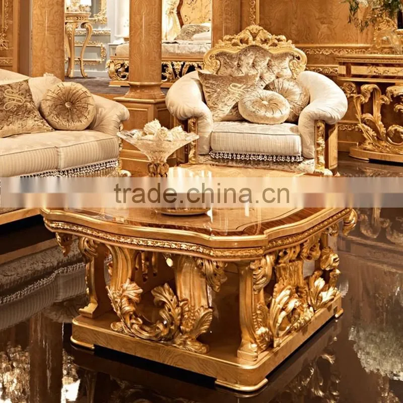 royal gold Louis XVI baroque antique carved luxury classic living room sofa set villa hotel lobby sofa furniture
