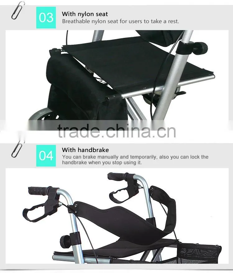 China suppliers TOPMEDI Rehabilitation Therapy Supplies lightweight 4 wheel folding rollator walker