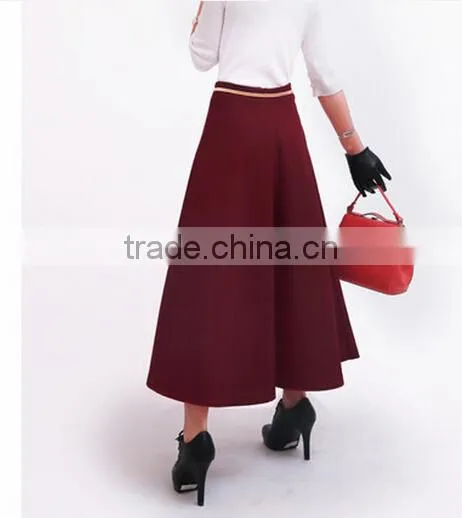 winter models wool blend skirts women high waist thick long skirts ladies wild woolen maxi skirt