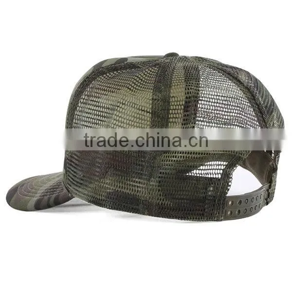 Custom stylish 5 panel snapback mesh camo wholesale blank trucker hats