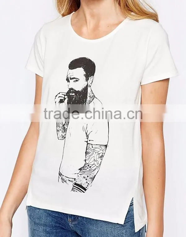 custom printed hawaiian shirt regular fit split side design lady cotton t-shirt