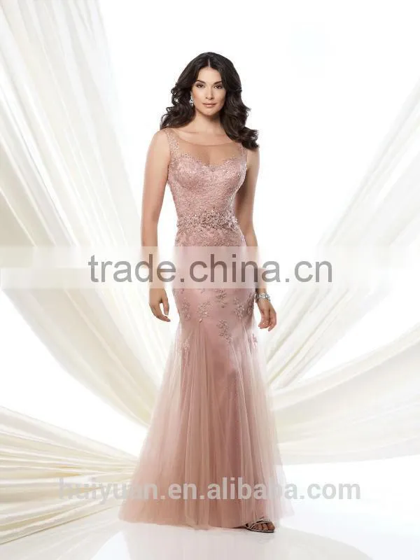 lady lace evening scoop neckline one piece long dress