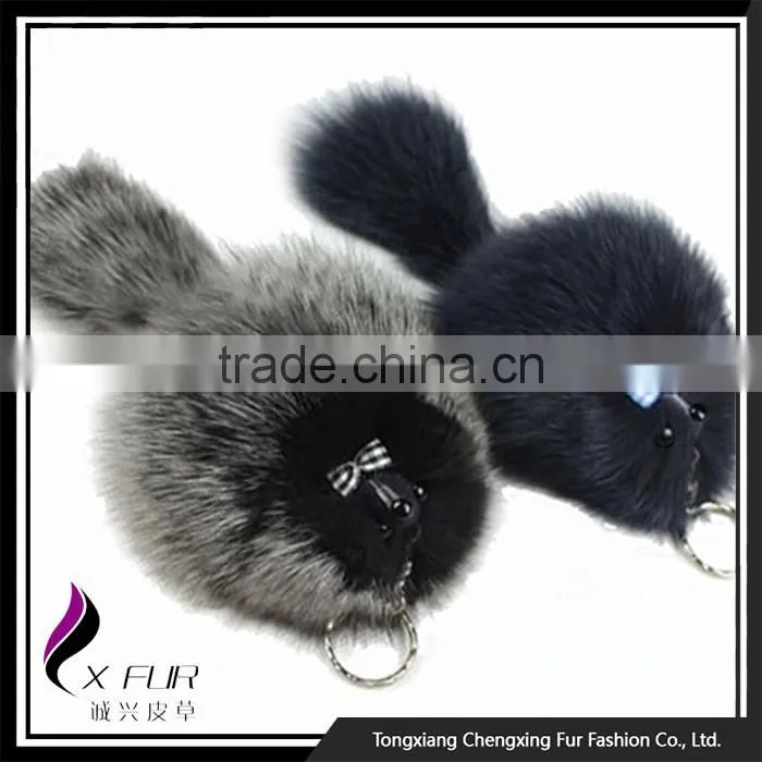 CX-R-15 New Design Promotional Ring Fox Fur Keychain