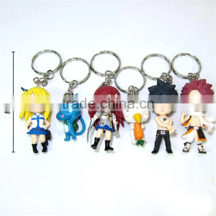wholesale fairy tail figure toy cartoon Anime souvenirs PVC keychain for children gifts