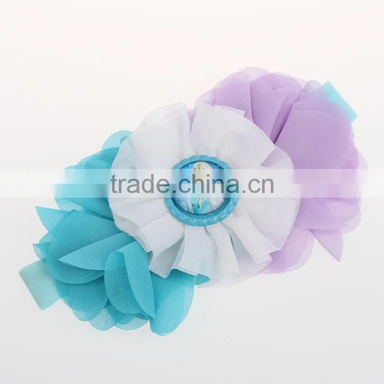 Wholesale Boutique Satin flower feather baby hairband Princess tiara hair accessories