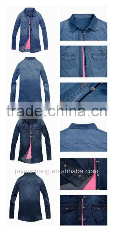 newest spring long sleeve jeans lady shirt