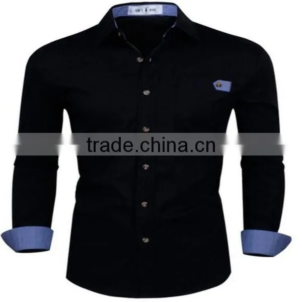 2016 new wholesale Stylish Slim Fit Long Sleeve Contrast custom mens casual dress shirts