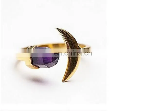 Moon Shaped Amethyst Knuckle Rings Hot Sales