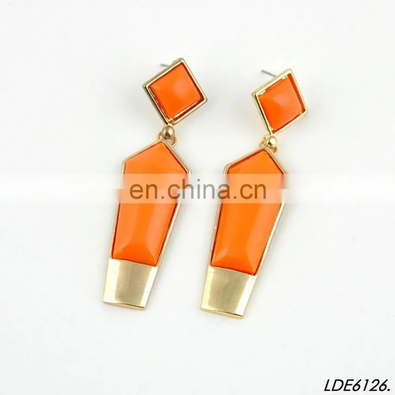 Orange pencil stub earrings fashion gold dangle earrings