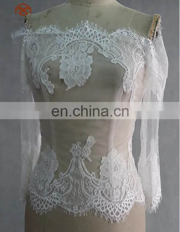 Plus size Lace Up Back Short Sleeve Lace Applique Off Shoulder Lace top