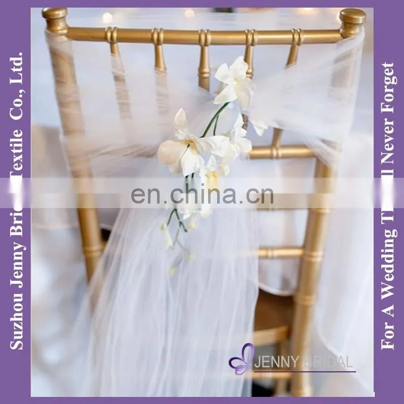 C392A white party organza chair cover sash