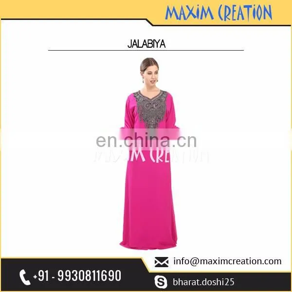 Women Fancy Maxi Caftan Abaya Jalabiya Jilbab Silver Beads Embroidery Dress