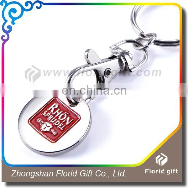 Bulk cheap debossed branding trolley coin key holder