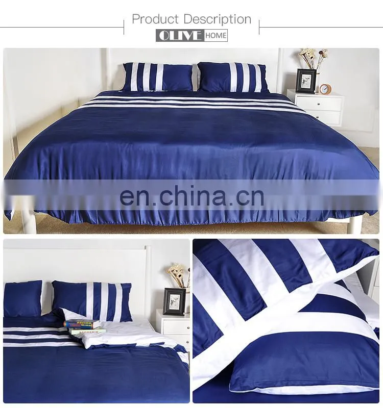 Factory supply 100% Cotton Comforter Bed Cover Sets luxury silk striped sheets bedding set for sale