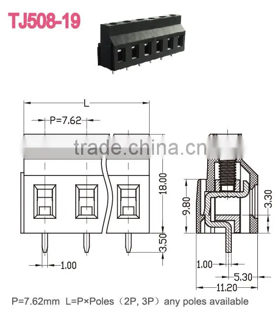 LED Screw Terminal Block 5-Pin Power Splitter Brass Terminal Block Connectors