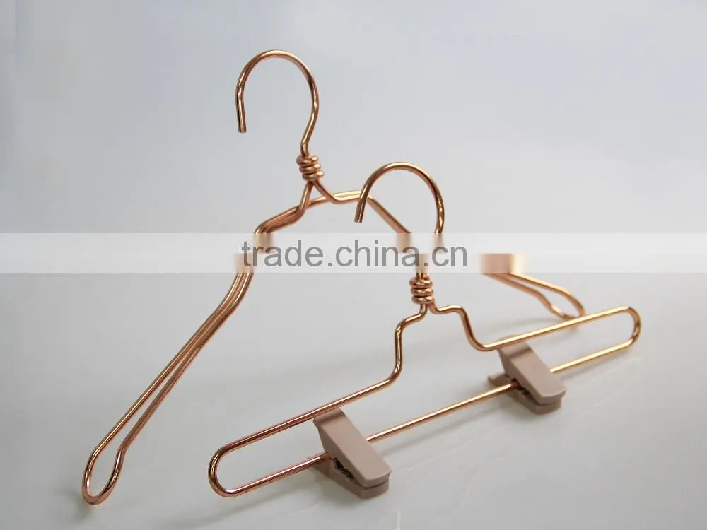 hot sale wide shoulder copper metal wire hanger for coat
