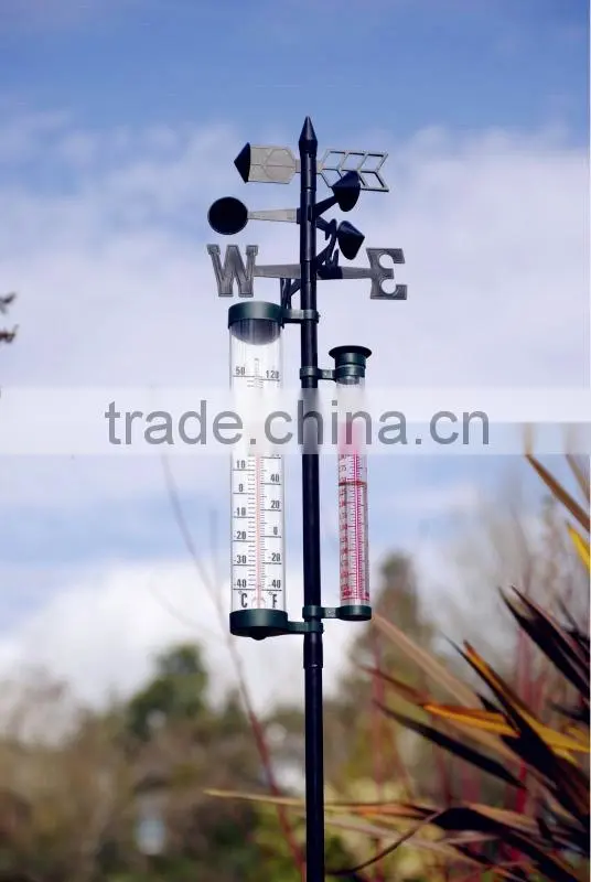 Plastic garden weather station with rain gauge