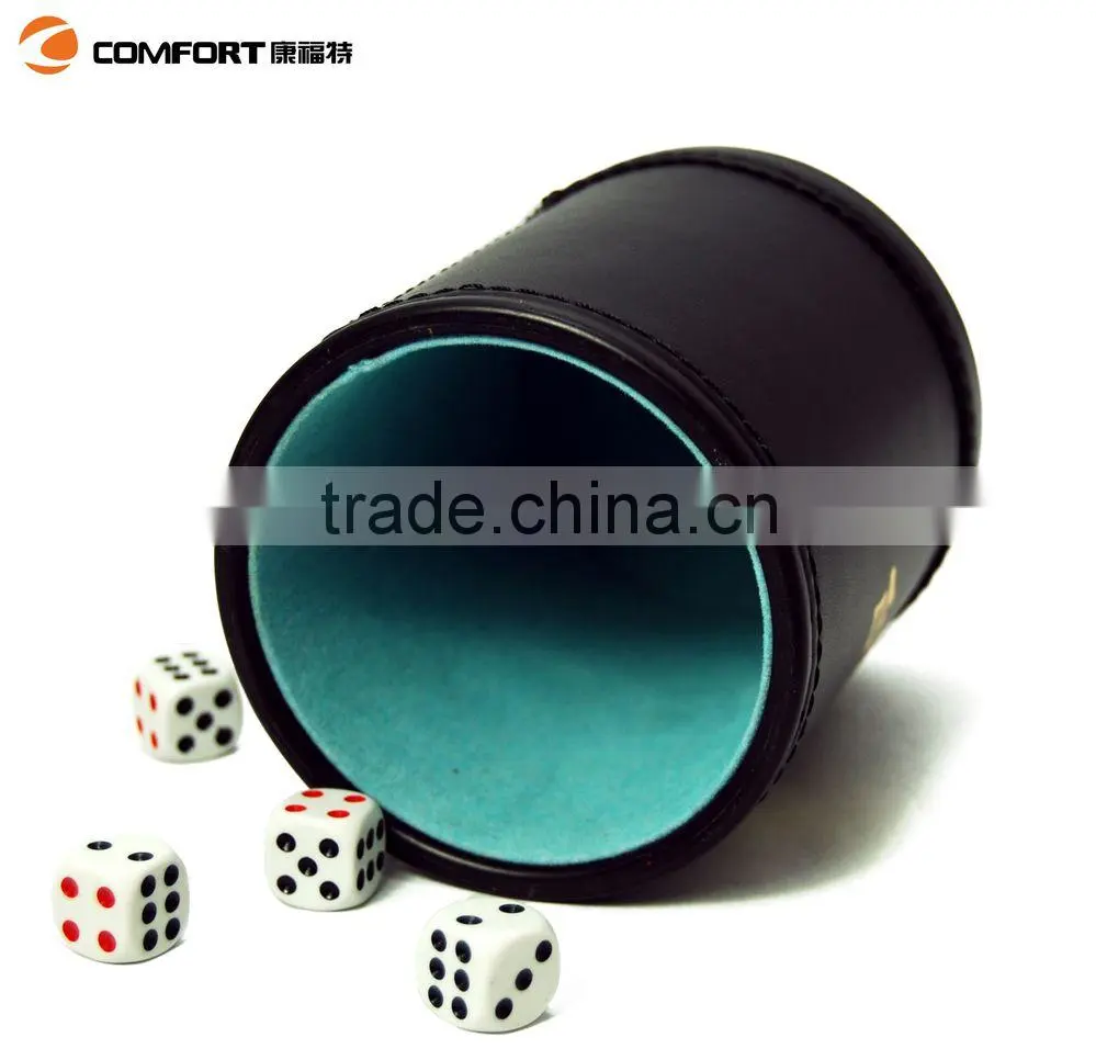 2015 measuring custom logo leather dice shaker cup