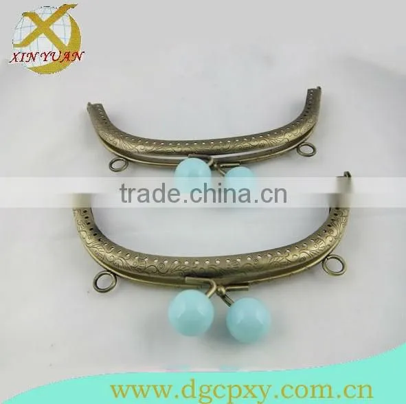 New fashion large blue candy head metal beaded frames for coin purse