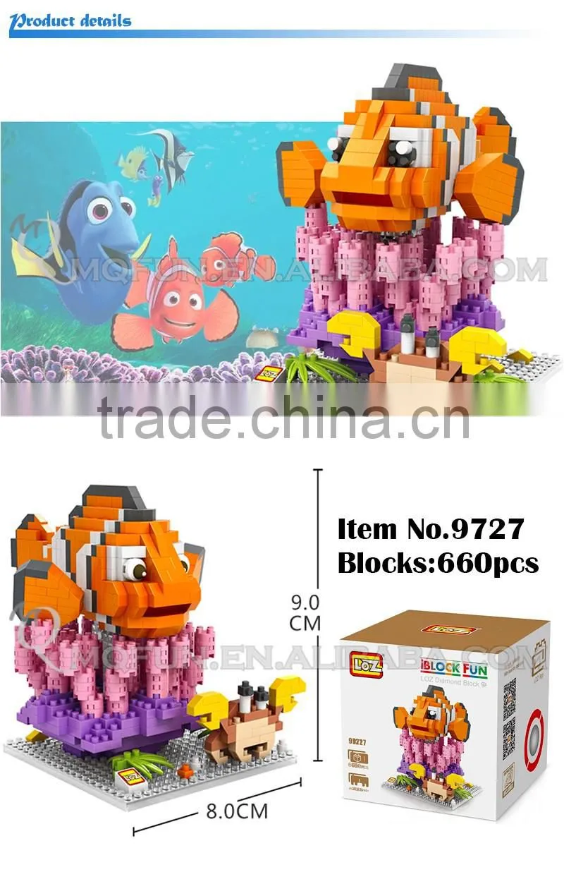 Mini Qute LOZ kawaii Finding Nemo Marlin Charlie Dory cartoon damond block plastic cube building blocks bricks educational toy