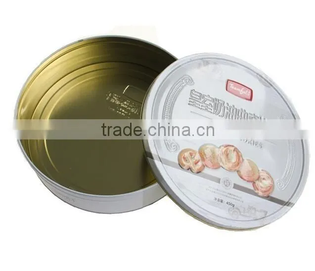 decorated cheap round metal biscuit box cookies Tin