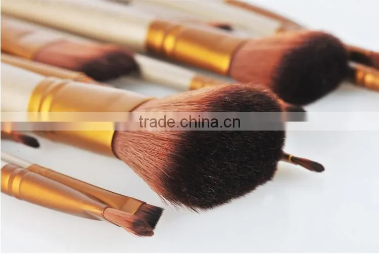 12pcsProfessional Makeup Brush set with Natural Hair,make up brush set with PU zipper bag