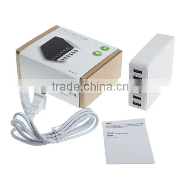 Hot seller 6 usb ports intelligent rapid charger smart charger for Mobile phone/Laptop/MP3/MP4 player/Tablet/Video game player