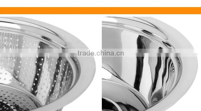Chinese kitchenware wholesale vegetable and fruit bowl stianless steel with colander