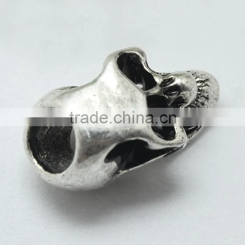 Lead Free Nickle Free Zinc Alloy Pdora Skull Shape Jewelry Hole Beads for Bracelets and Necklaces