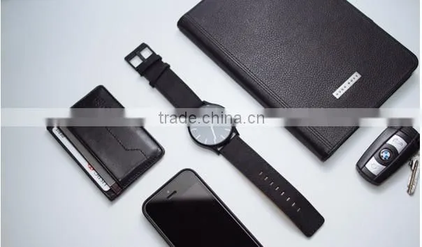 Black Genuine Leather Belts For Men 316L Stainless Steel Watches