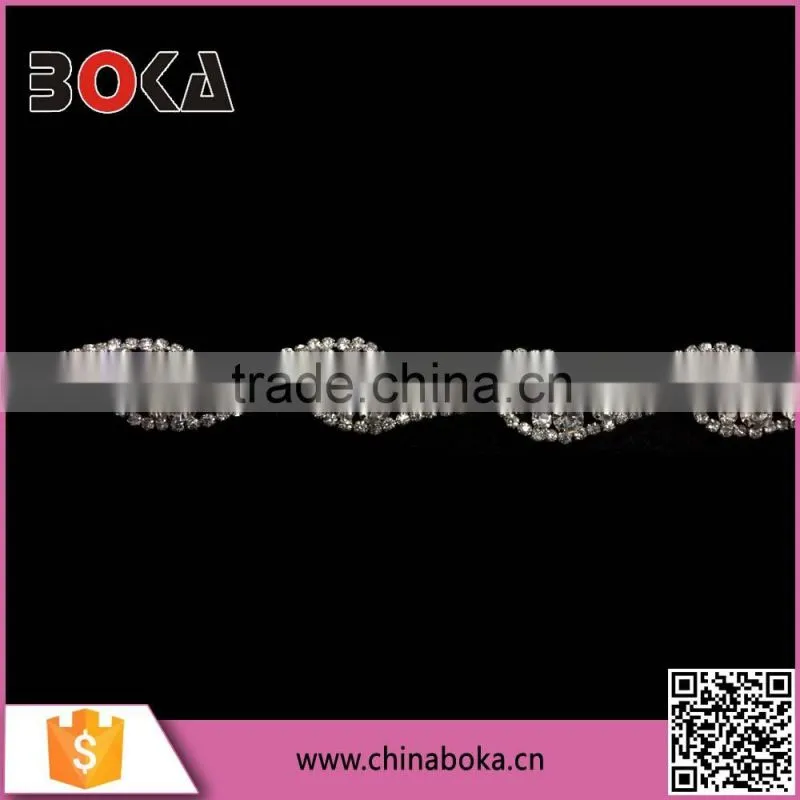 BOKA high quality fantastic crystal diamond trim banding, hotselling rhinestone banding trim for evening dress