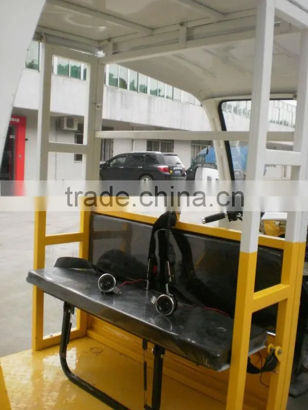 Guangzhou electric/ kick start three wheel passenger tricycle/ cart with hard covered