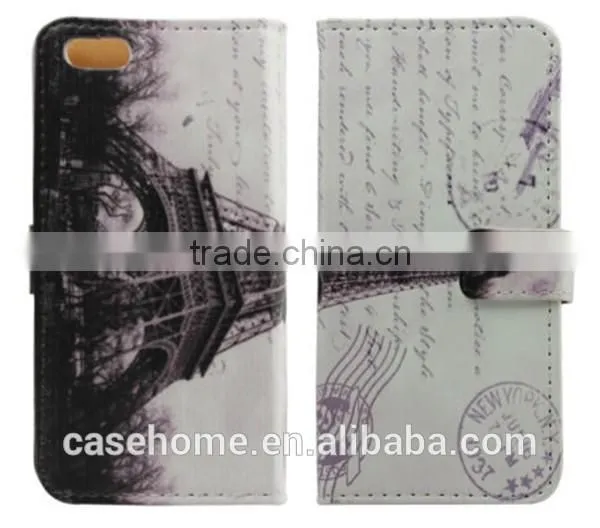Printed patterns Wallet Flip PU Leather case For iPhone4 4s 5 5s 5c 6