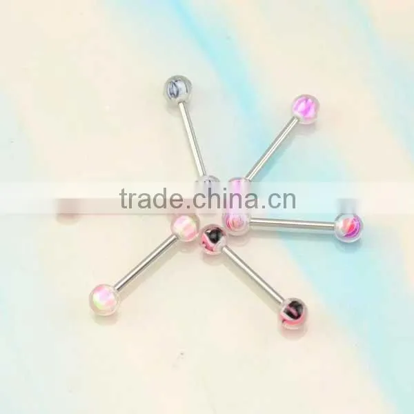2016 Fashion Colorful UV Balls Steel Bar Personalized Tongue Rings