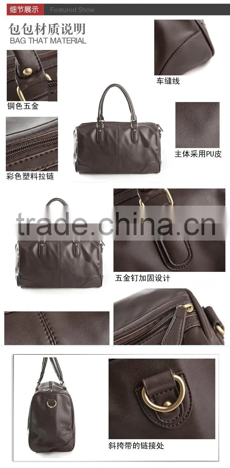 Family durable travel time leather weekend luggage travel bags