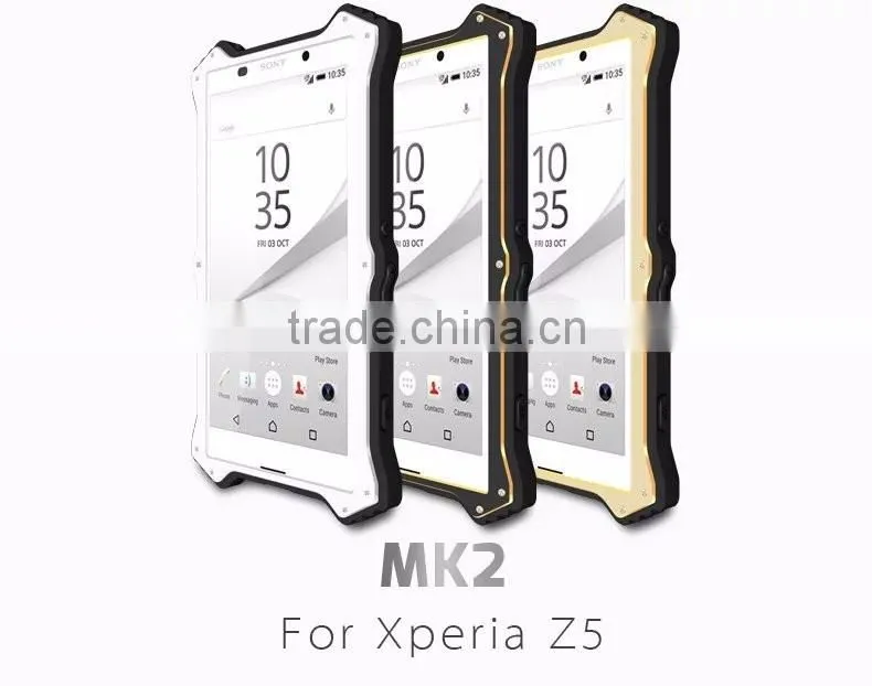 Love Mei MK2 Series Metal Aluminum Phone Cases Cover Flip Leather Shockproof Case For Sony Xperia Z5 TB-0152