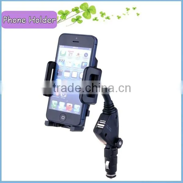 Car Phone Holder with 2 USB Ports Detachable Holder